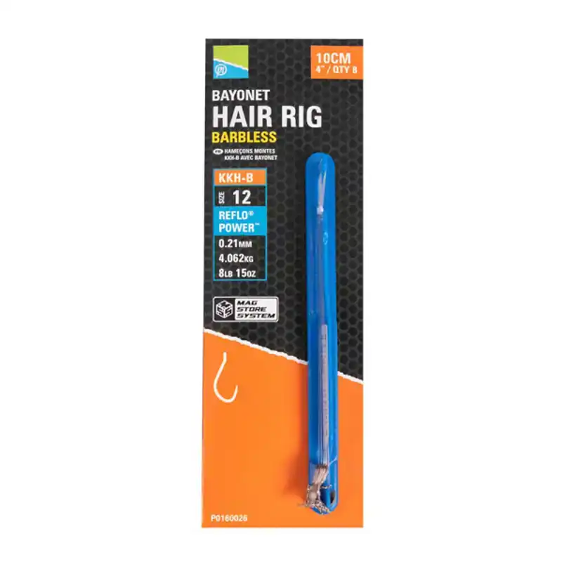 KKH-B Bayonet Hair Rigs - Barbless - Haken: 10 - 0,24 mm - 10 cm