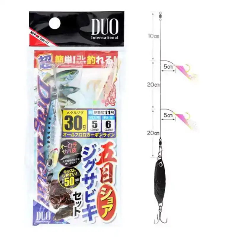 Drag Metal Shore Jig Sabiki Set - 20 Gramm - Blue Pink Sardine